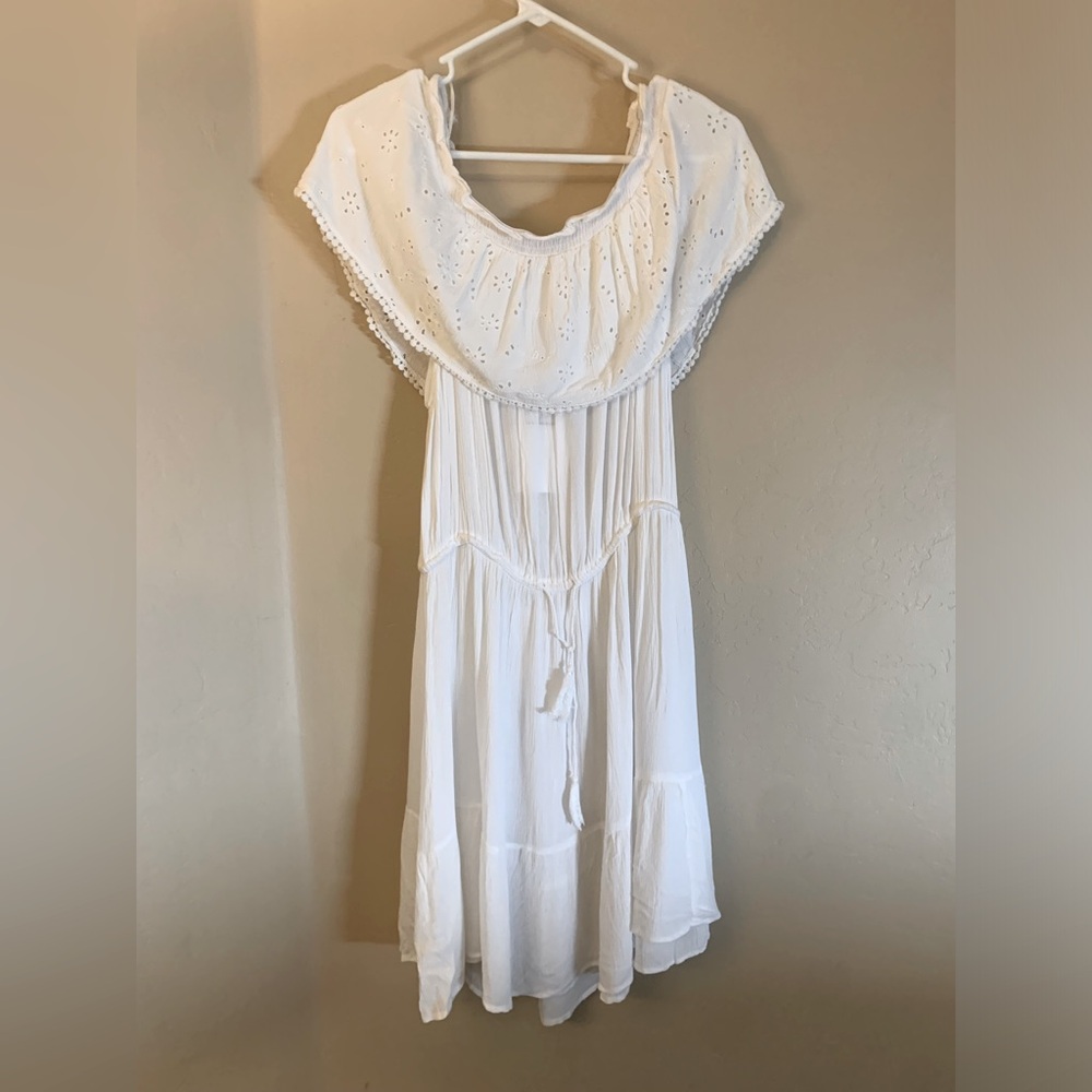 Boho Me off the shoulder white eyelet dress size L